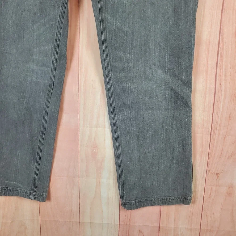 Duluth Flex Ballroom Jeans Mens Sz 38 X 32 Gray Denim Light Wash Straight Leg
